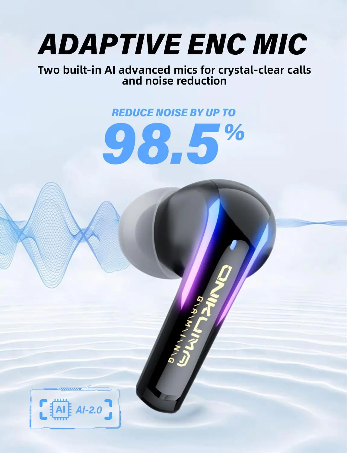 ONIKUMA T27 Earbuds Wireless Gaming with ENC Mic for PS5/4,Bluetooth Headphones for Phone, Pad, Laptop, Steam Deck, Switch - Image 3