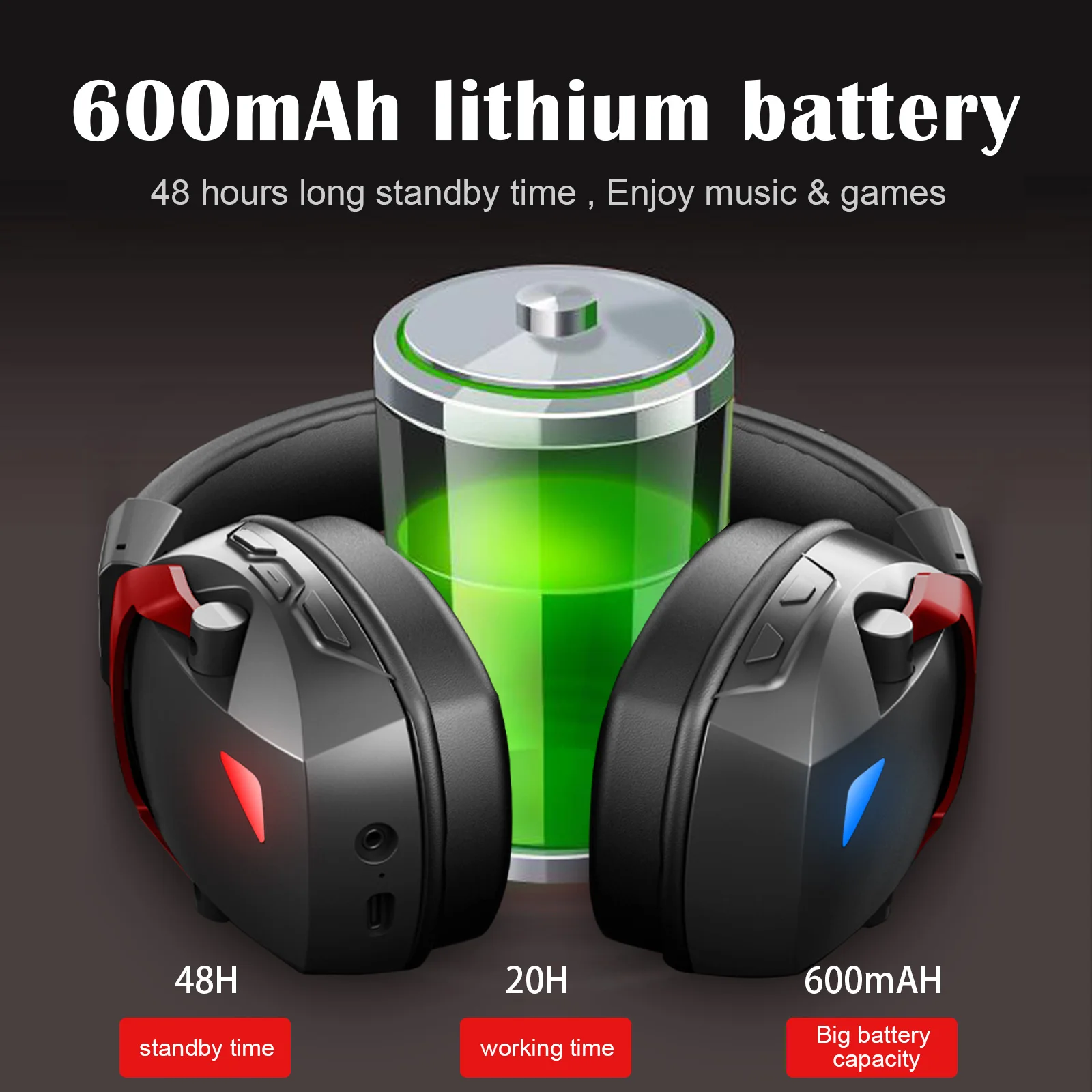 Wireless Gaming Headset with Detachable Noise Cancelling Microphone,2.4G Bluetooth-USB-3.5mm Wired Jack 3 Modes for Multi-device - Image 6