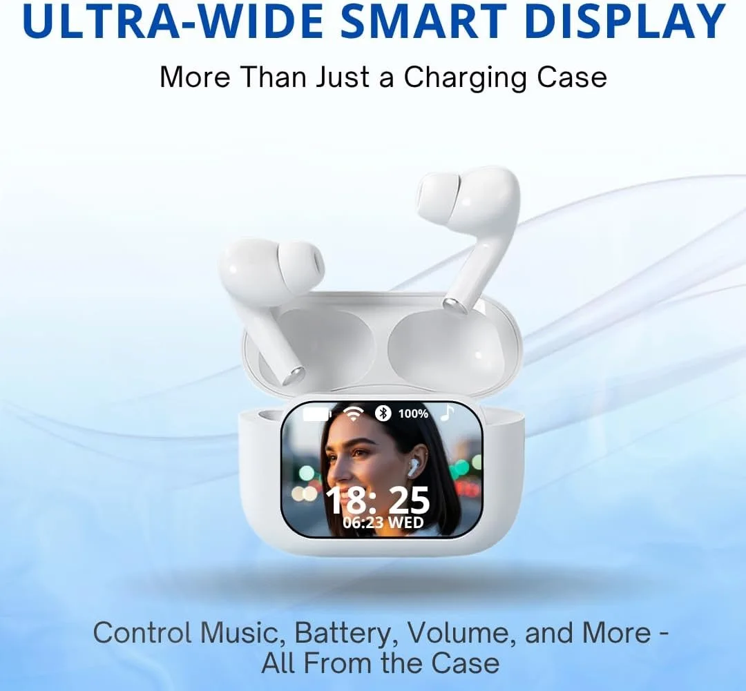 UYUXIO BT 5.4 Wireless Earphone ANC ENC Earbuds with LCD Screen High Sound Quality Headphonew with Noise Cancelling Ear Buds - Image 5