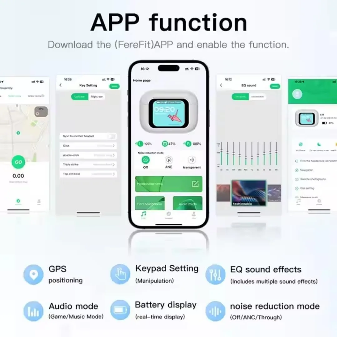 UYUXIO BT 5.4 Wireless Earphone ANC ENC Earbuds with LCD Screen High Sound Quality Headphonew with Noise Cancelling Ear Buds - Image 2