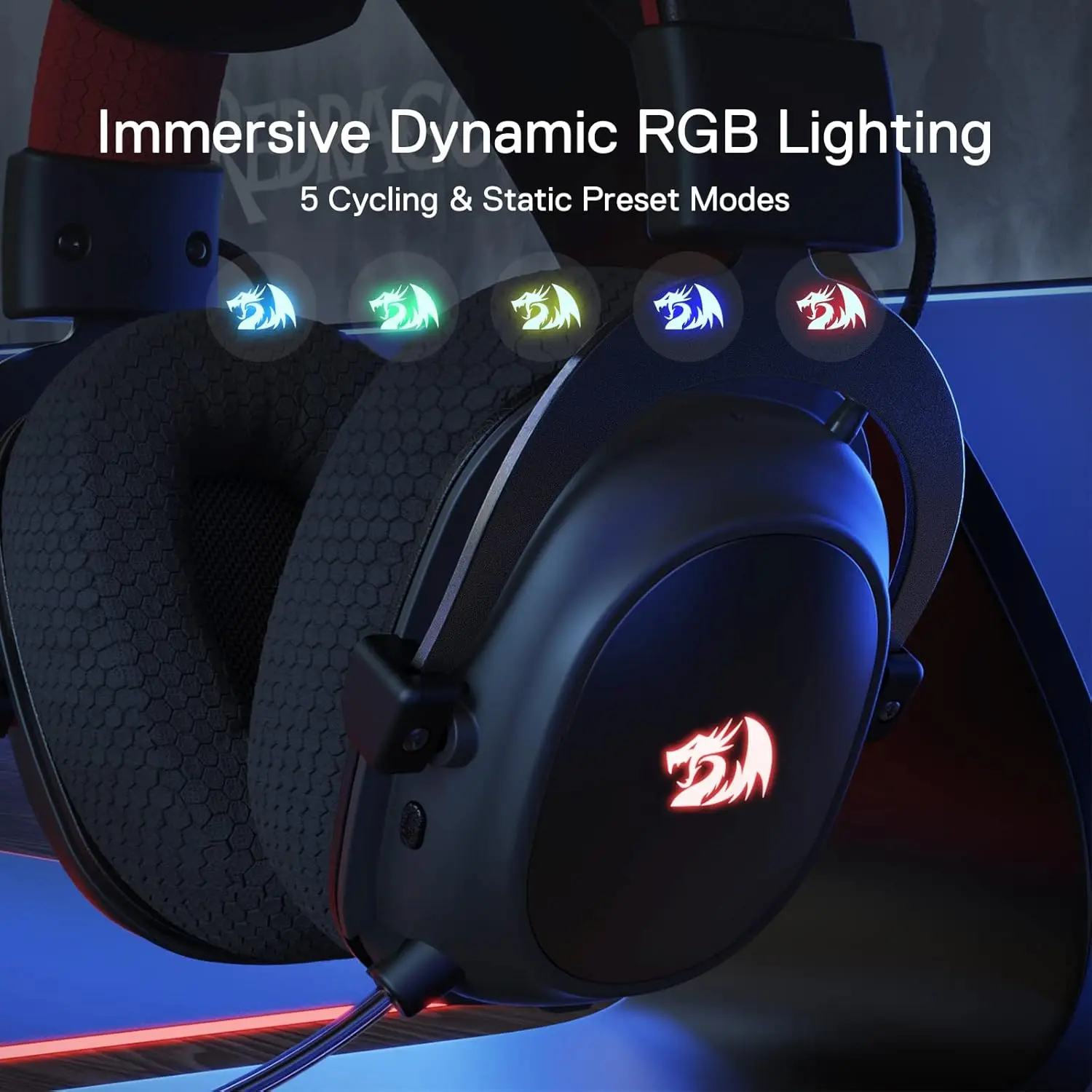 Redragon H510 PRO Zeus-X RGB Wireless Gaming Headset 7.1 Surround Sound 53MM Audio Drivers Multi Platforms Headphone - Image 4