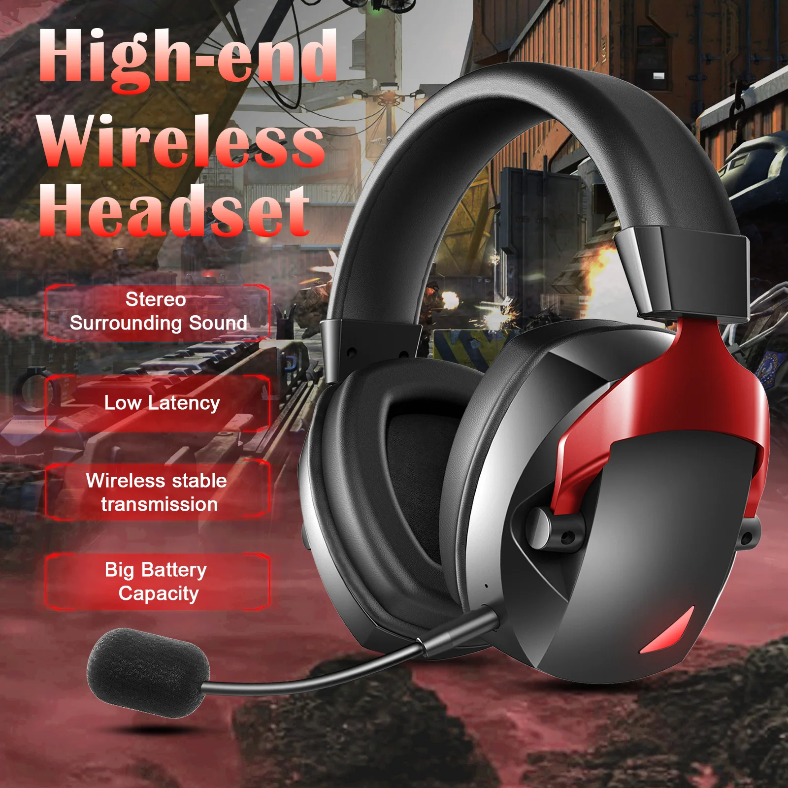 Wireless Gaming Headset with Detachable Noise Cancelling Microphone,2.4G Bluetooth-USB-3.5mm Wired Jack 3 Modes for Multi-device - Image 4