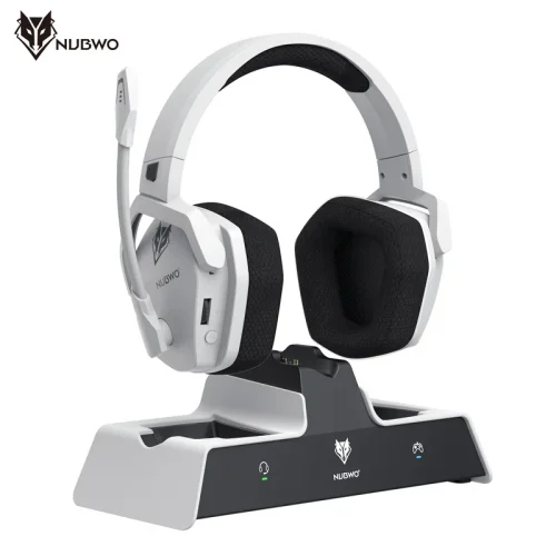 NUBWO G06 Wireless Headsets Gamer with Charging Station for Headset and PS5 Controller Gaming Headphones Long Battery Life