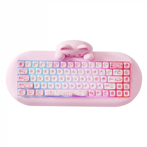 YUNZII C68 Wireless Gaming Keyboard, Hi-Fi Cute Cat Custom RGB Mechanical Keyboard, Silicone 65% Hot Swap Ergonomic Kitty Keeb